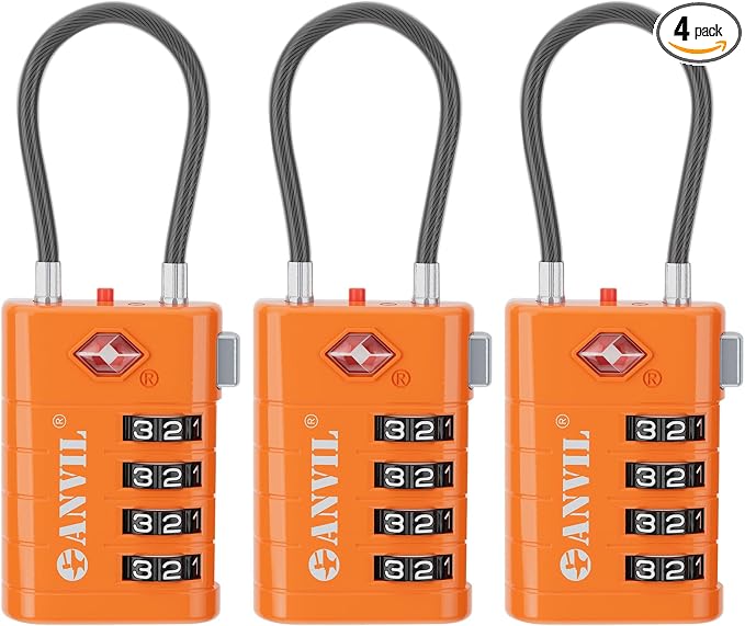 ANVIL 4 Digit Luggage Locks, TSA Locks by ANVIL