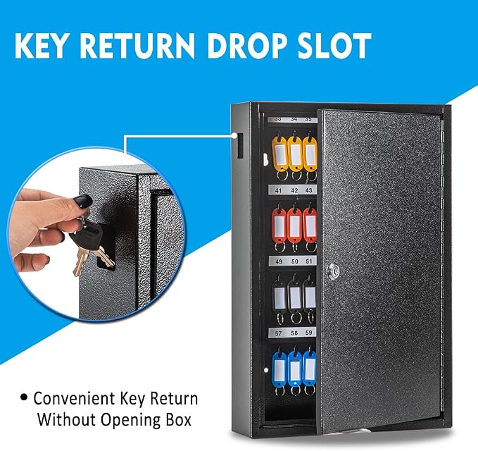 UMEKEN Key Box Wall Mount 64 Position Metal Valet Key Cabinet Lock Box - Image 4
