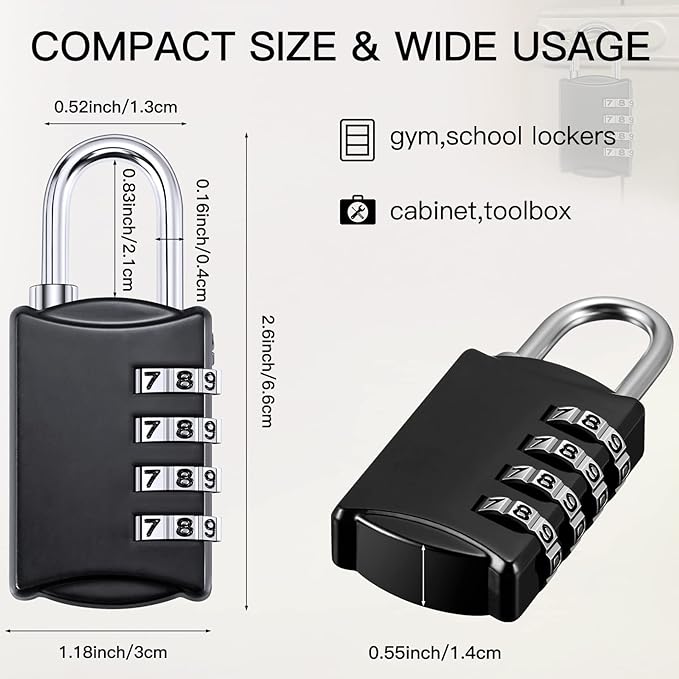 Moxweyeni 5 Pcs 4 Digit Combination Lock Small Combo Luggage Number Locks - Image 2