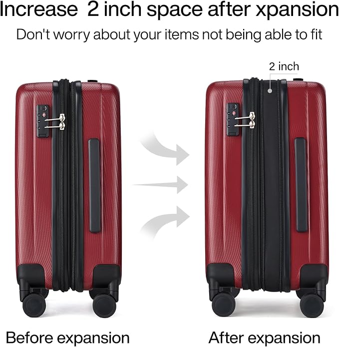 Hanke 24 Inch Expandable Checked Luggage Lightweight PC Hard Case Luggage - Image 3