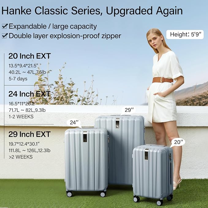 Hanke 29 Inch Expandable Checked Luggage Lightweight PC Hard Shell Luggage - Image 2