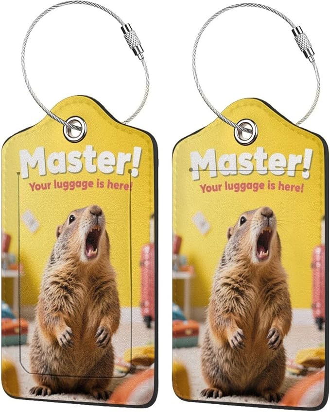Fun Luggage Tags for Suitcases Leather Name Tag for Luggage Cute Travel Baggage by DONGPANCHN