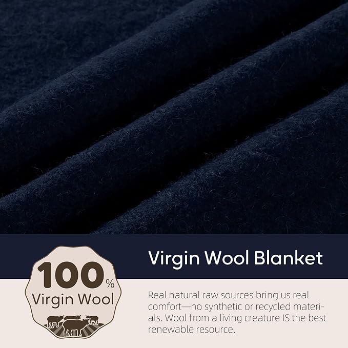 100% Wool Blanket, Military Wool Blanket, Sporting Events, Survival Kits，Navy - Image 5