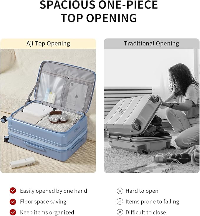 aji Expandable Top Open 26 Inch Checked Luggage - Image 4