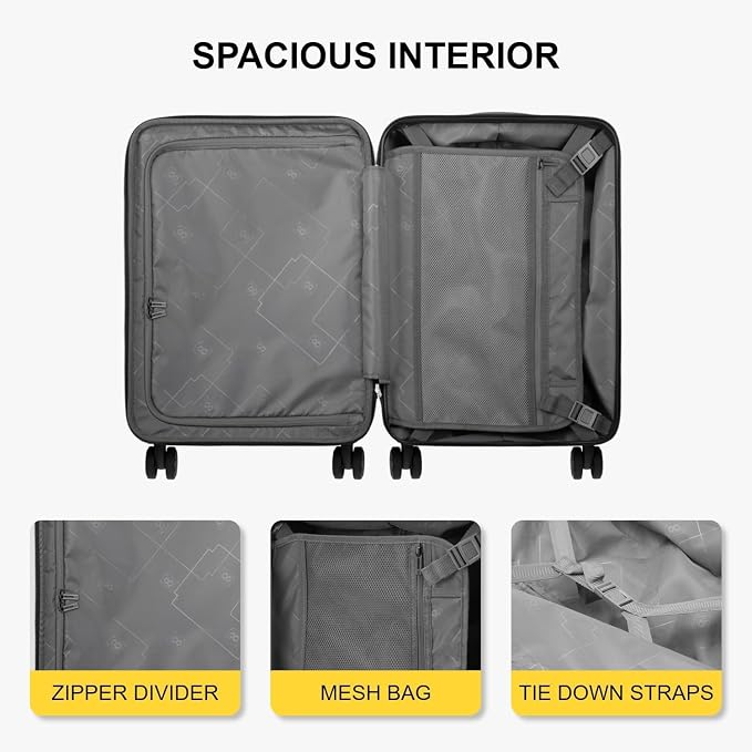 LEVEL8 Grace Carry On Luggage Airline Approved, 20 Inch Expandable Hardside - Image 7
