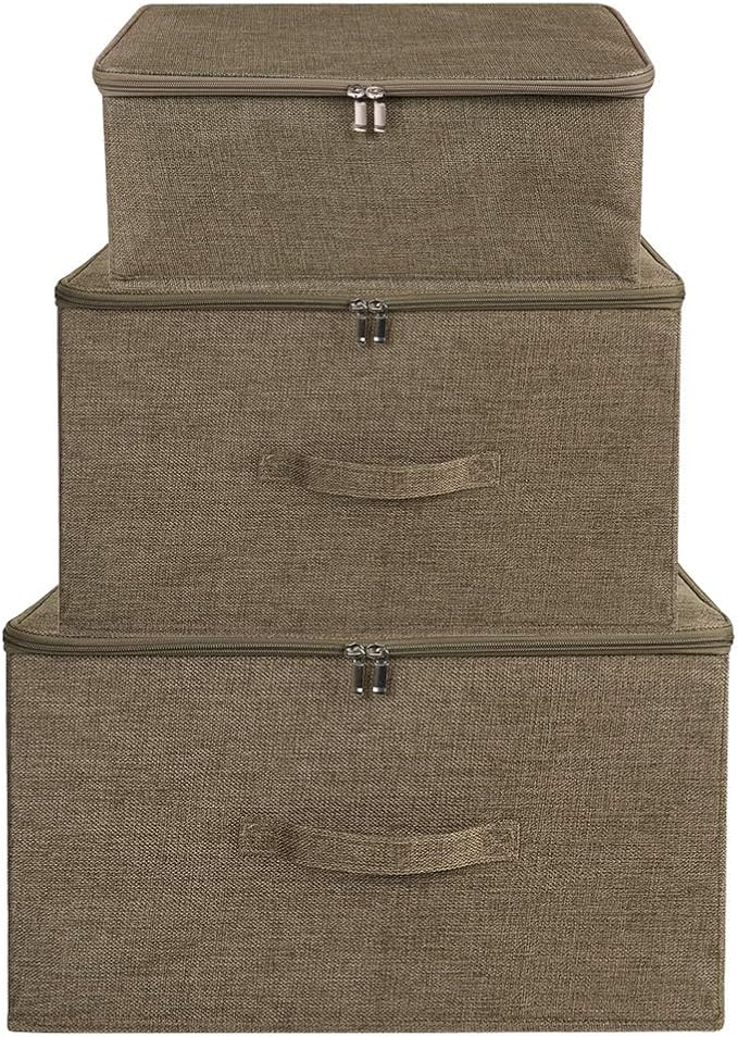 ANMINY 3PCS Storage Bins with Zipper Lids 13 Qt Lidded Fabric Storage Boxes - Image 5