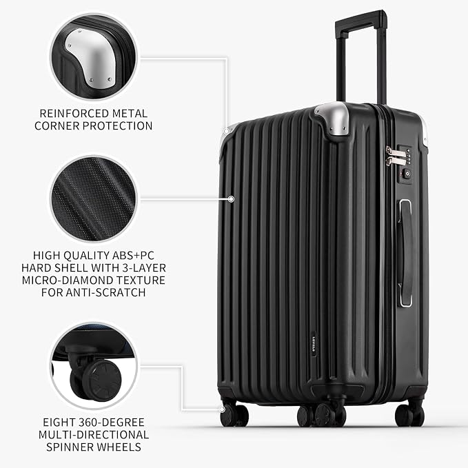 LEVEL8 Grace Luggage, 28 Inch Hardside Suitcase, Abs+Pc Harshell Spinner Luggage - Image 2