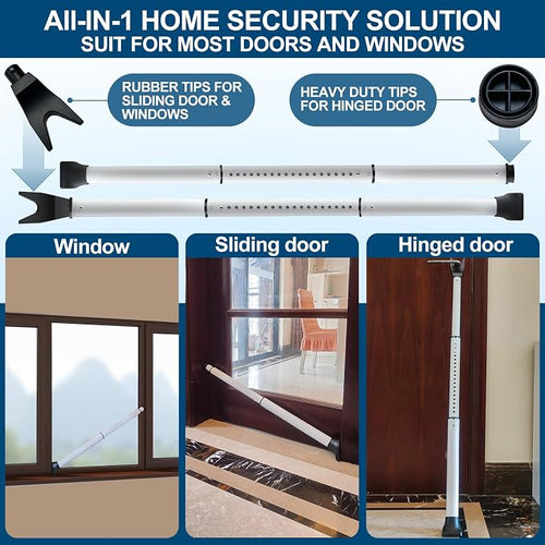 2 Pack Rerishom Door Security Bar, Door Stoppers Security bar, Heavy Duty Door - Image 2