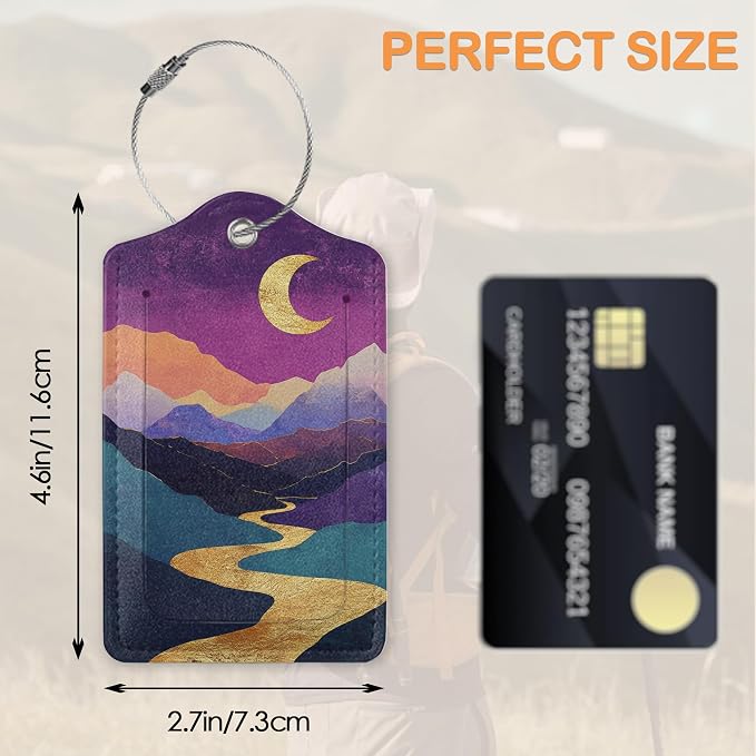 Colorful Abstract Mountain 3 Pack PU Leahter Luggage Tag - Image 2