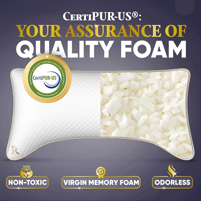 Royal Therapy King Memory Foam Pillow, Adjustable Shredded Odor-Free Pillow - Image 5
