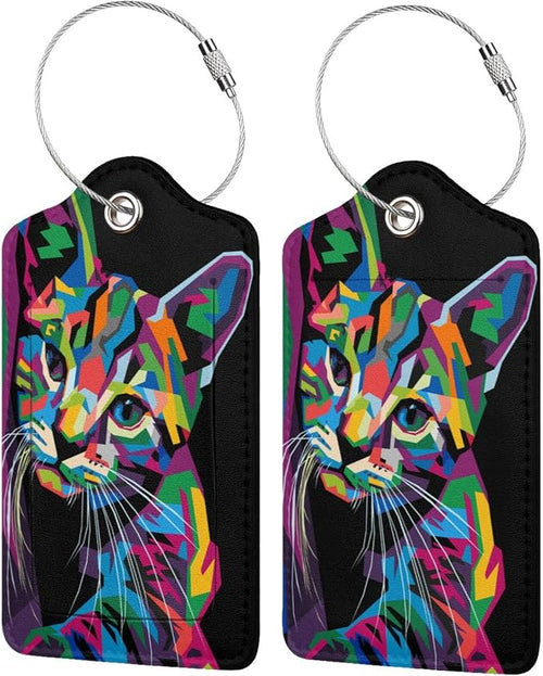 2-Pack Artistic Cat Luggage Tags by OUZPGAQ