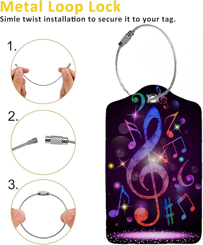 Colorful Musical Notes Luggage Tags - Image 3