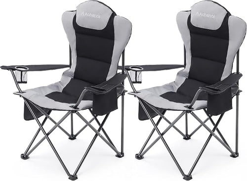 2 Pack Camp Chairs for Heavy People, Outdoor Folding Camping Chairs by Aohanoi