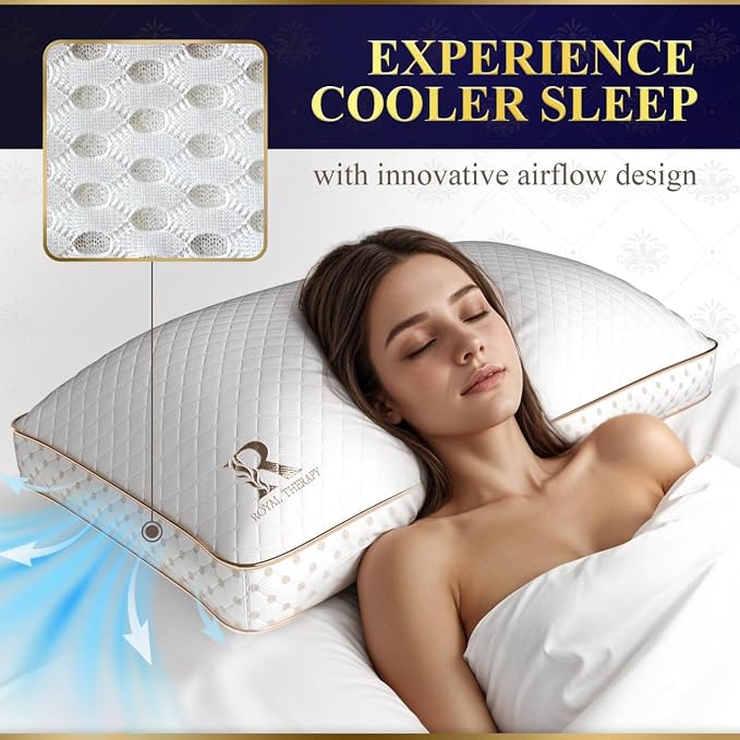 Royal Therapy 4-Pack Queen Memory Foam Pillow, Adjustable Shredded Odor-Free - Image 2