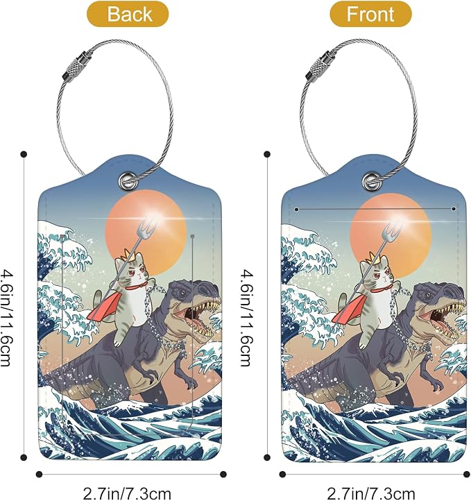 2Pack Luggage Tags for Suitcases, Cute Unique Pu Leather Cruise Luggage Tag - Image 3