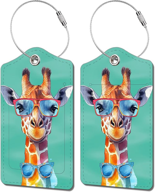 2 Pack Luggage Tag for Suitcase, Cute Unique Leather Bag Tags Identifiers by BestEioyo