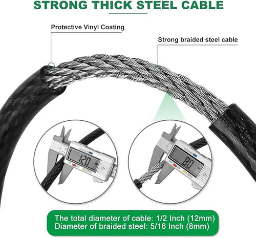 15 ft x 1/2" Heavy Duty Cut-Proof Security Cable | Flexible Vinyl-Coated - Image 2