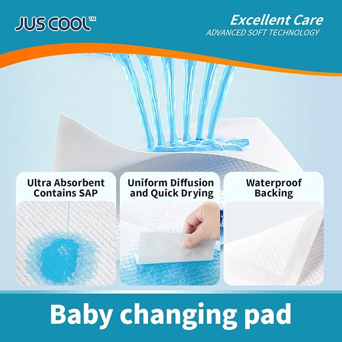 JUS COOL Baby Disposable Changing Pads, 13”x 18” Underpads Portable Diaper - Image 3