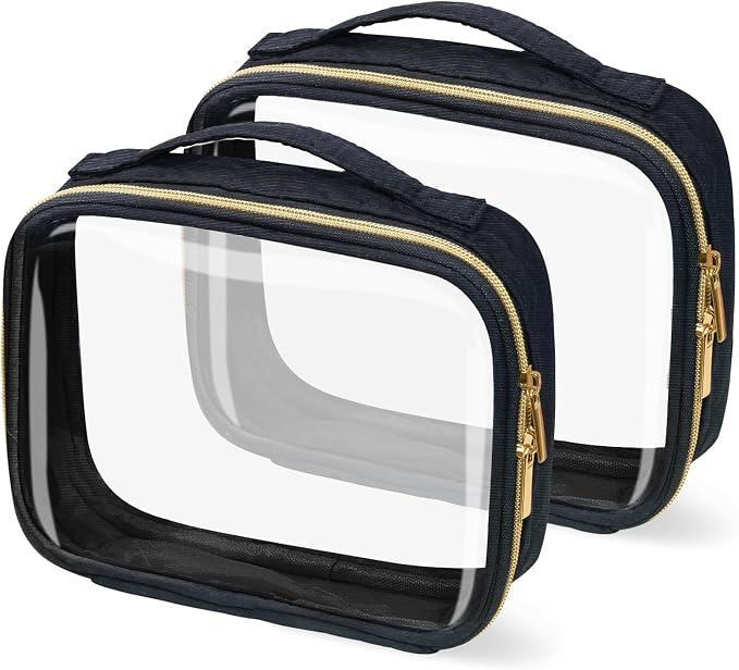 TSA Approved Travel Toiletry Bag, 2 Pack Clear Makeup Bags by FAYORORY