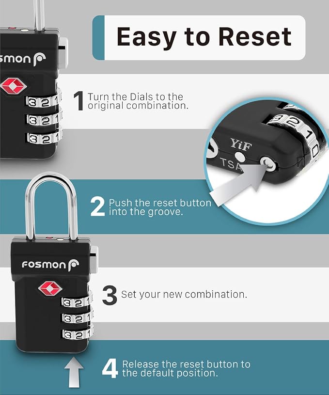 Fosmon TSA Approved Luggage Locks, Suitcase Travel Lock - Image 7