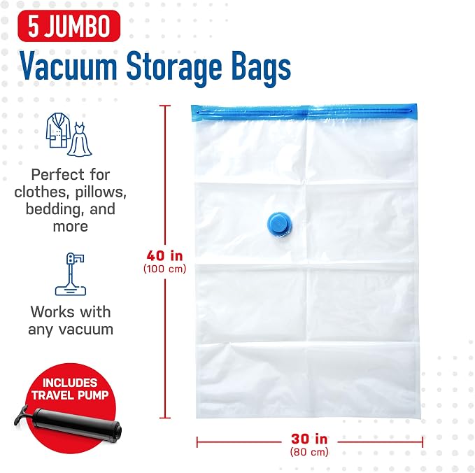5 Pack Jumbo Vacuum Storage Bags - Image 3