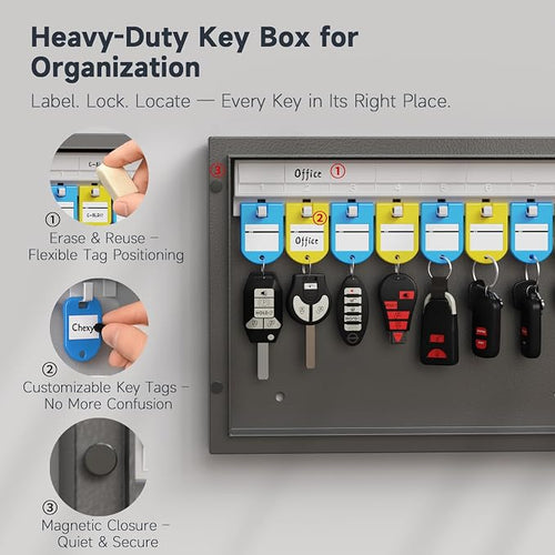 16-Key Cabinet Organizer, Key Lock Box Secured Key Holder - Image 2