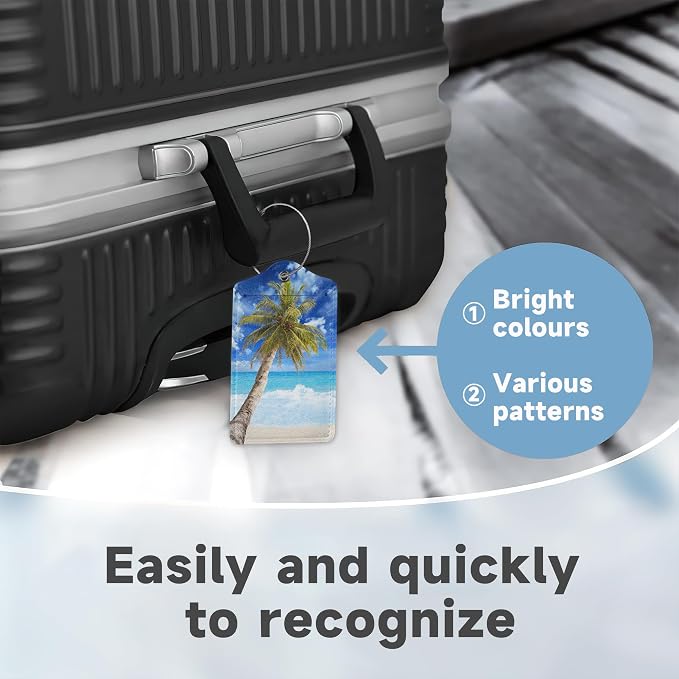 Beach Sea Luggage Tags for Suitcases, 2 Pack Coconut Palm Tree Luggage Tag - Image 4