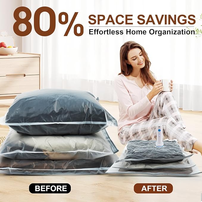 8 Pack Vacuum Storage Bags for Comforters and Blankets, Jumbo 40x31 Inch Vacuum - Image 2