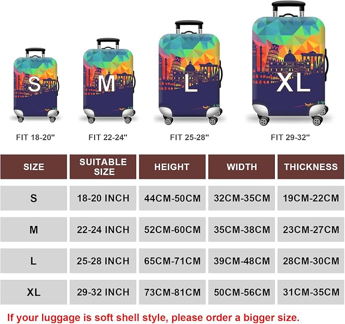 WUJIAONIAO Travel Luggage Cover Baggage Suitcase Cover Protector Skins 18-32 - Image 5