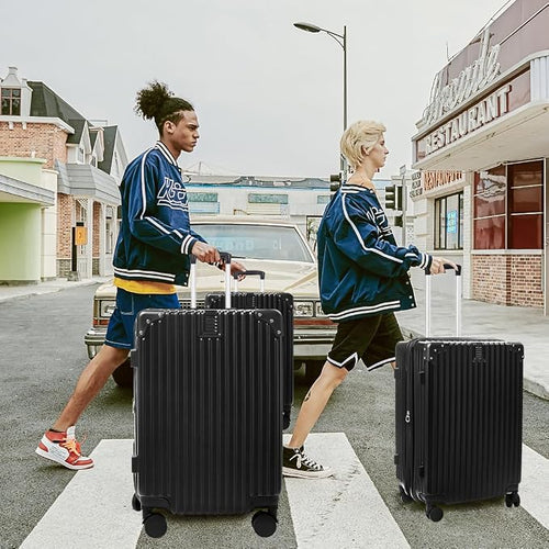3-Piece Expandable Luggage Set Suitcase in Classic Black -Double Wheel - Image 2