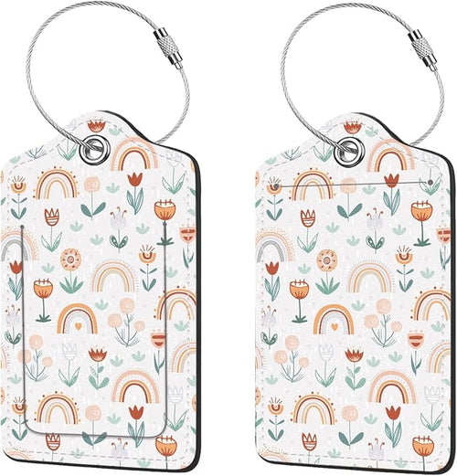 2 Pcs Luggage Tags for Suitcase, Cute Unique PU Leather Travel Bag Tag by Anikathy