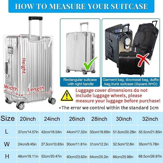 Yotako Clear PVC Suitcase Cover Tough Protector, 28 Inch Luggage Covers - Image 5