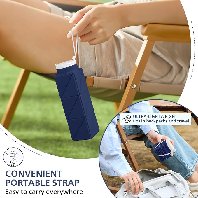 610ml Collapsible Water Bottles Upgrade Foldable Water Bottle BPA Free Reusable - Image 5