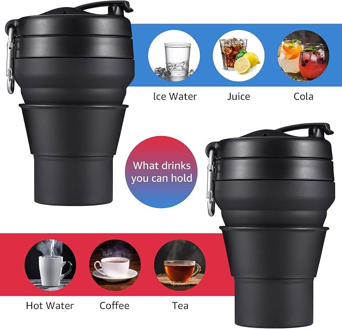 Collapsible Coffee Cup, 16 OZ 480ml Large Silicone Folding Camping Mug - Image 3