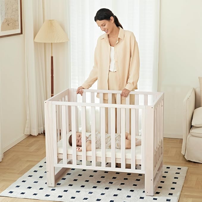 EvoNest Baby Crib, 6 in 1 Convertible Mini Crib - Image 3