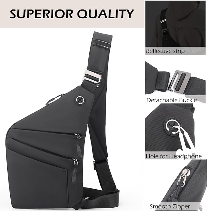 Anti Theft Crossbody Bags for Women Men, Slim Sling Bags - Image 5