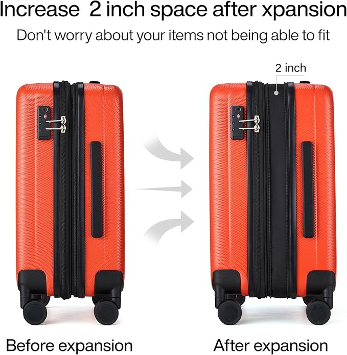 Hanke 20 Inch Expandable Carry on Luggage 22x14x9 Airline Approved Lightweight - Image 3
