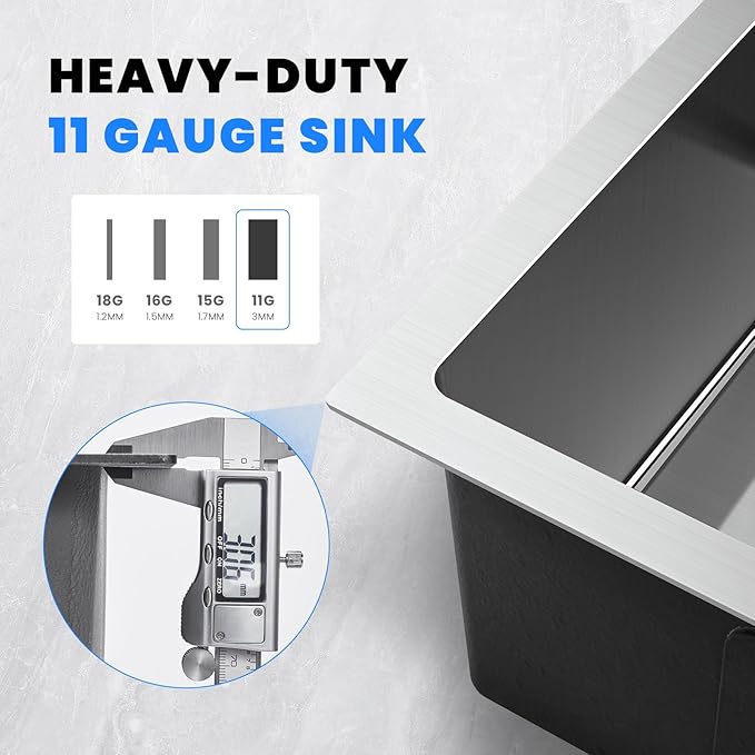 POPFLY 22 Inch Kitchen Sink, 22 x 18 Inch Drop in 18 Gauge Stainless Steel - Image 3