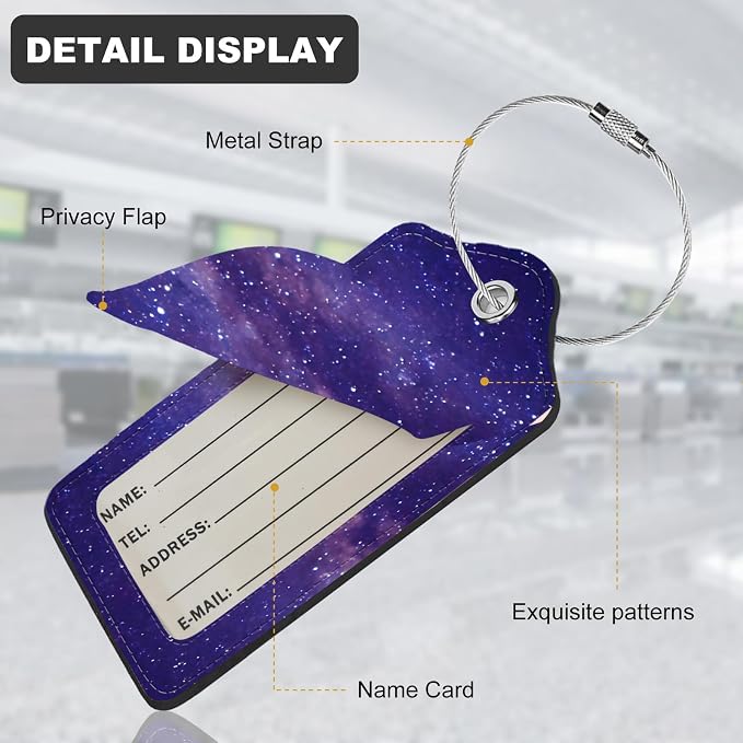 2Pack Luggage Tags for Suitcases, Cute Unique Pu Leather Cruise Luggage Tag - Image 4