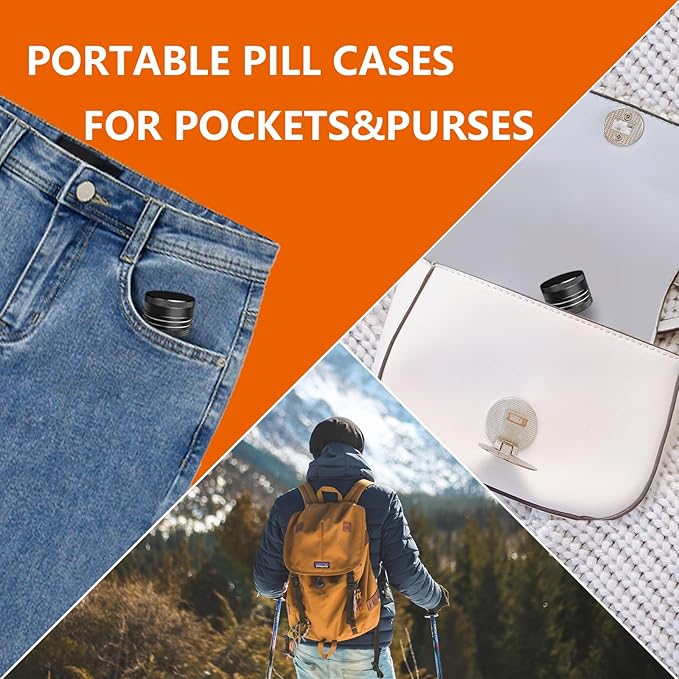 2 Sets Small Pill Box, Portable Daily Box, Aluminium Alloy Round Container - Image 3