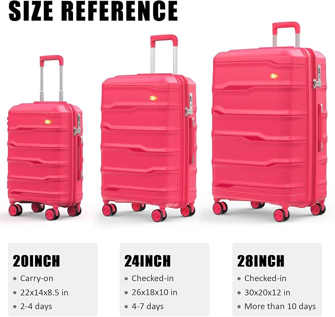 28 Inch Luggage with Spinner Wheels, Large Hard Shell Suitcase, Lightweight PP - Image 9