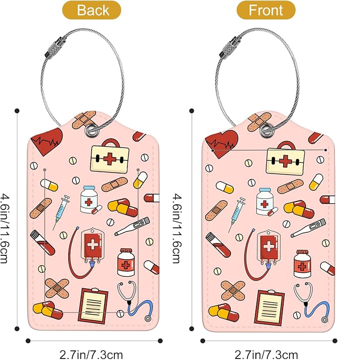 2Pack Luggage Tags for Suitcases, Cute Unique Pu Leather Cruise Luggage Tag - Image 3