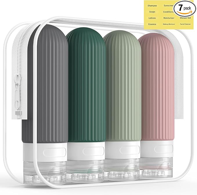 ME.FAN Travel Bottles for Toiletries, TSA Approved 3oz Silicone Journey Size by MEFAN