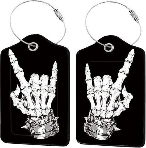 2 Pcs Skull Luggage Tags for Suitcases, Privacy Cover ID Label by Unknown