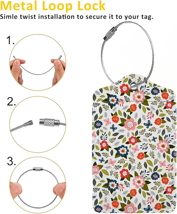 Blooming Flower Luggage Tags for Suitcases, 2 Pack Luggage Tag, Leather - Image 3