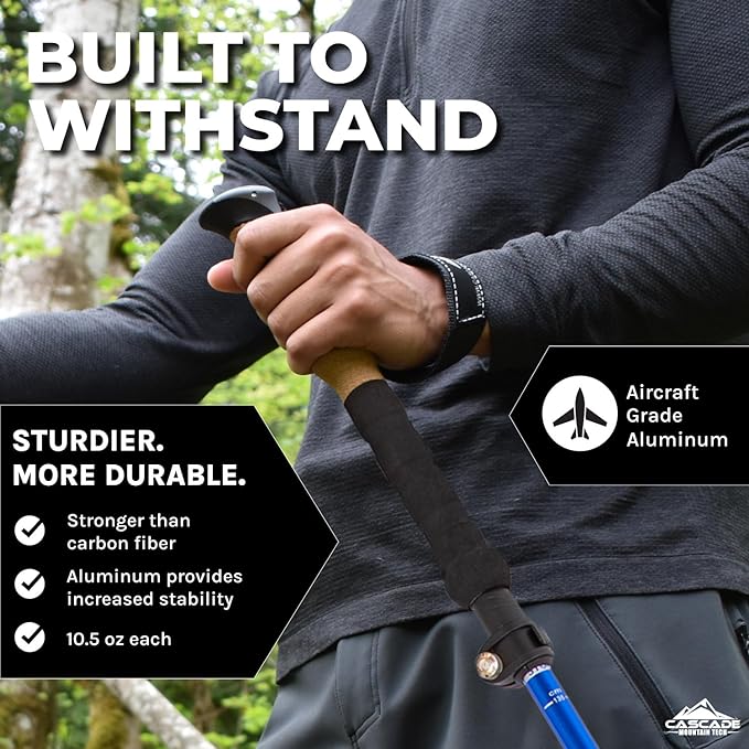 Cascade Mountain Tech Lightweight Aircraft-Grade Aluminum Trekking Poles - Image 3