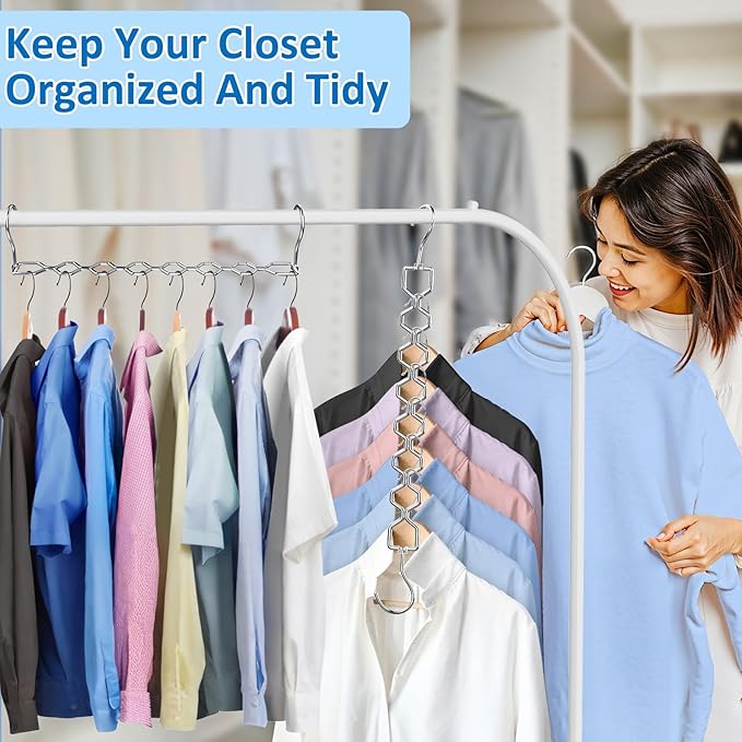 12 Pack Space Saving Hangers for Clothes, Heavy Duty 30Lbs Capacity Magic - Image 6