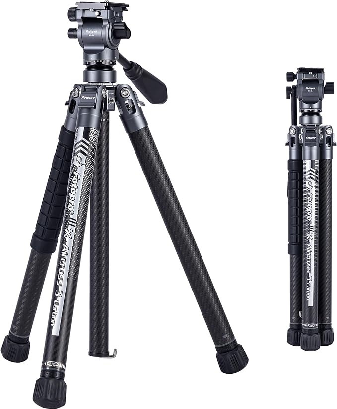 Fotopro Carbon Fiber Travel Tripod 2.2lbs Ultralight 64 Inch Portable Compact by Fotopro