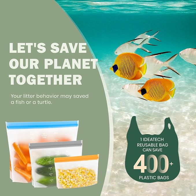 IDEATECH Reusable Sandwich Bags Gallon Freezer Bags Leakproof & Dishwasher Safe - Image 8