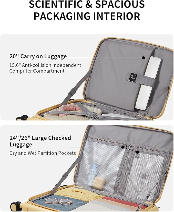 aji Expandable Top Opening Carry On Luggage Airline Approved, 20 Inch - Image 5